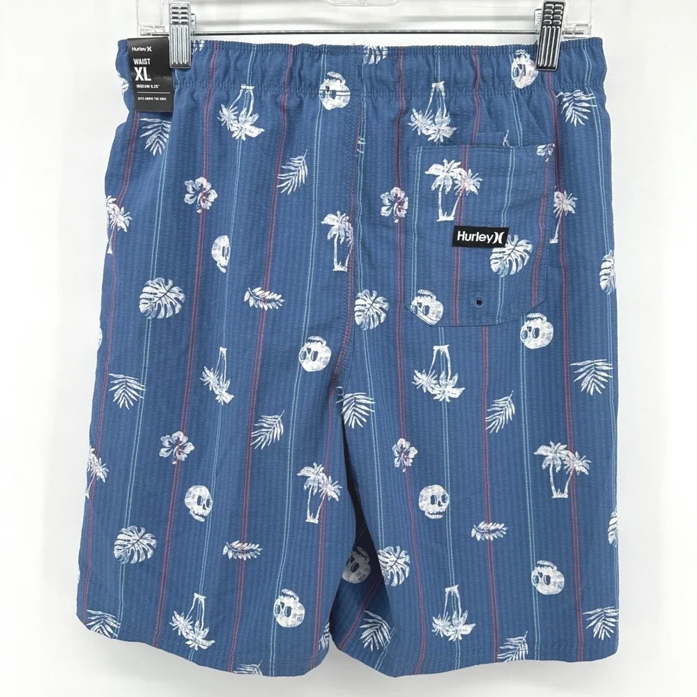 Hurley Boys XL Blue Tropical Skull Palm Tree Swim Trunks Board Shorts NWT
